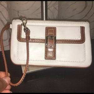 White leather Coach Wristlet